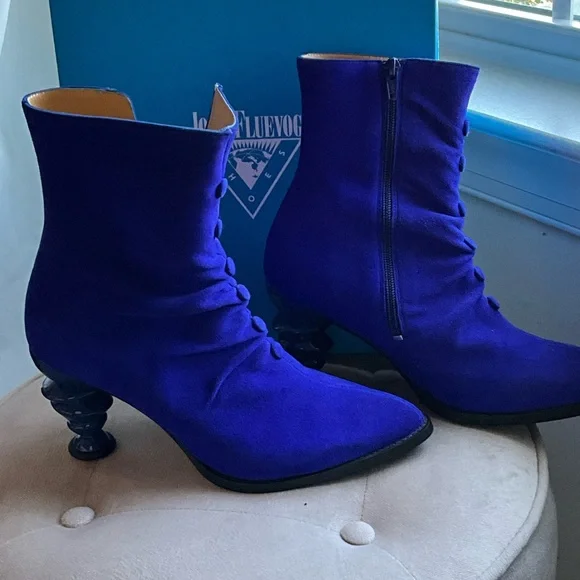 John Fluevog Women's Vibrant Blue Jyoti booties size 9.5 - Picture 1 of 11